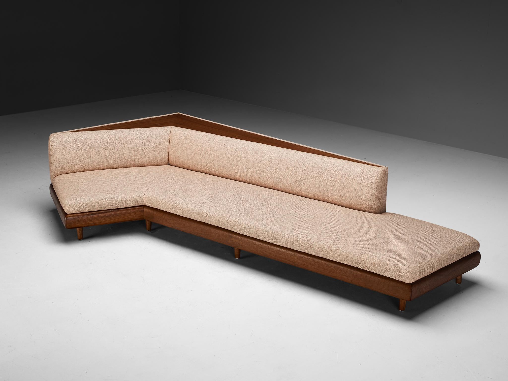 Adrian Pearsall '2300-S' Boomerang Sofa in Walnut and Off-White Fabric