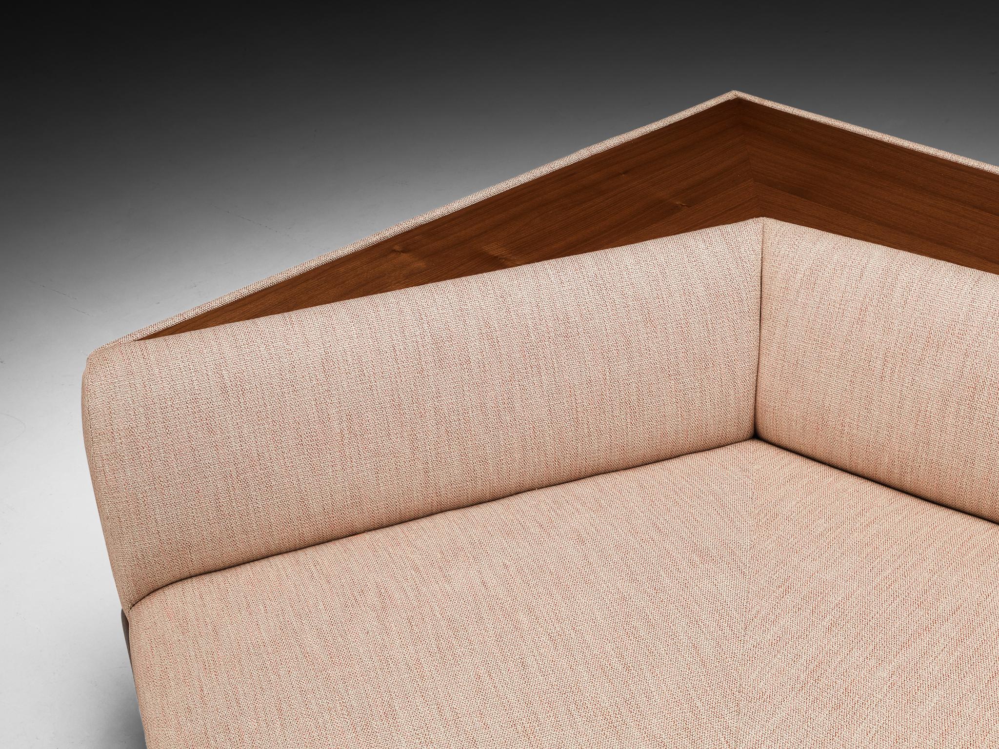 Adrian Pearsall '2300-S' Boomerang Sofa in Walnut and Off-White Fabric