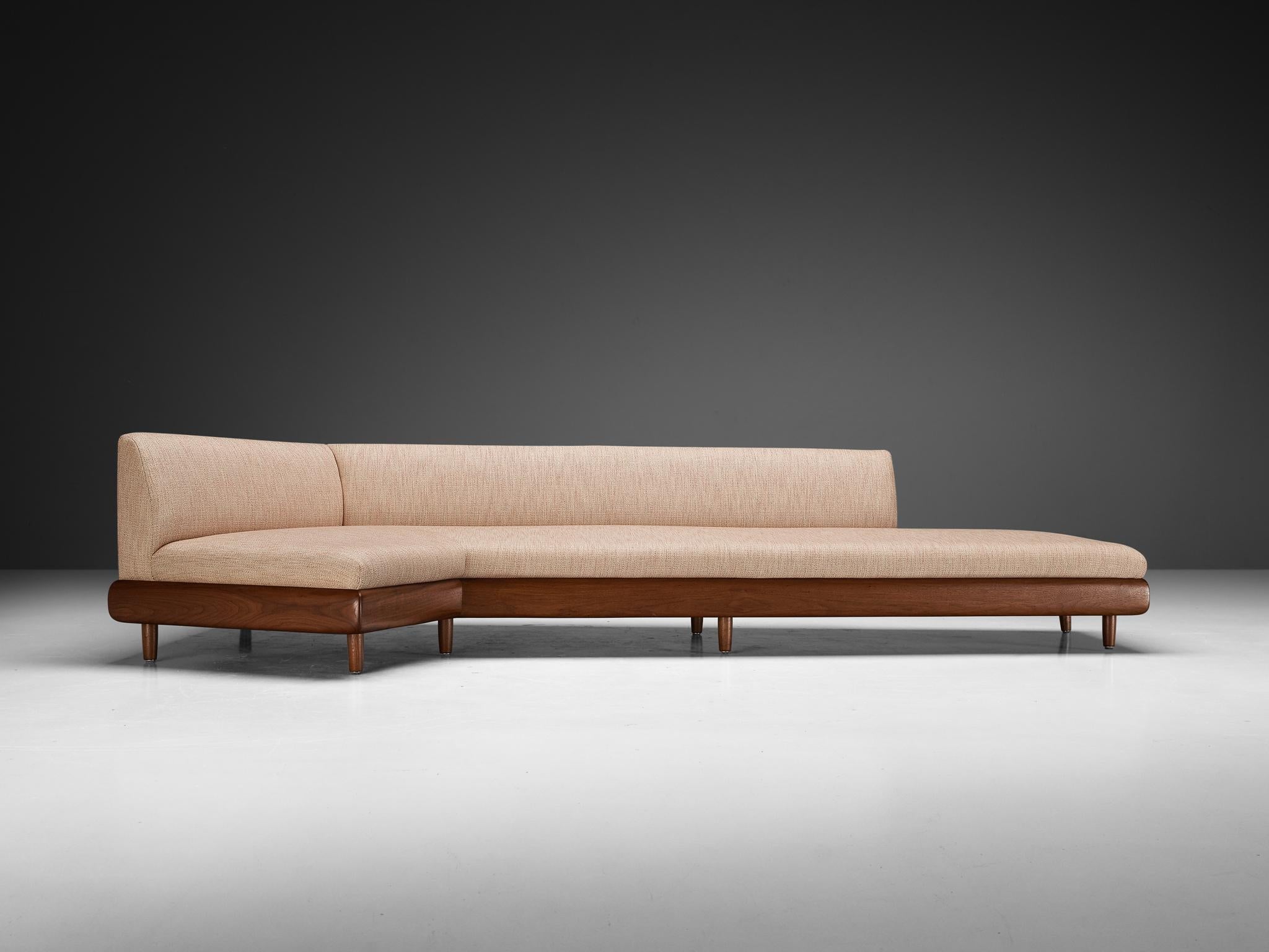 Adrian Pearsall '2300-S' Boomerang Sofa in Walnut and Off-White Fabric