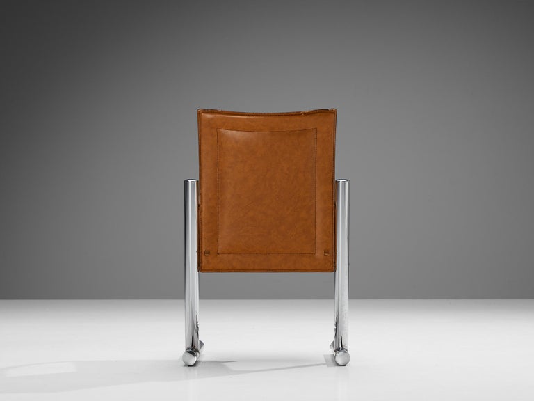 Italian Tubular Chair in Cognac Saddle Leather