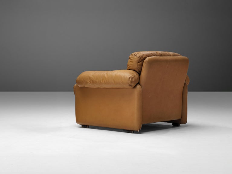 Afra & Tobia Scarpa for B&B Italia 'Coronado' Lounge Chair in Cognac Leather