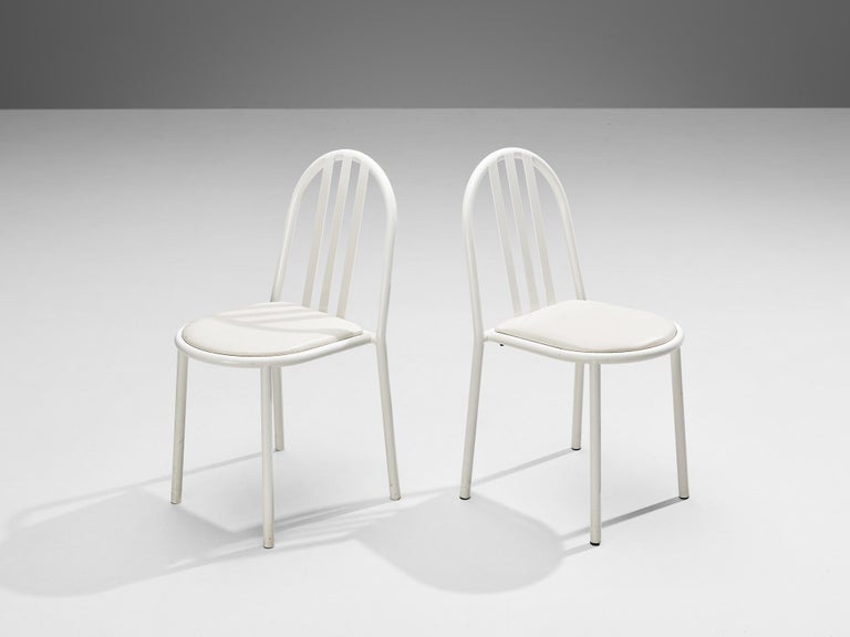 Set of Twelve White Tubular Steel Chairs by Robert Mallet Stevens