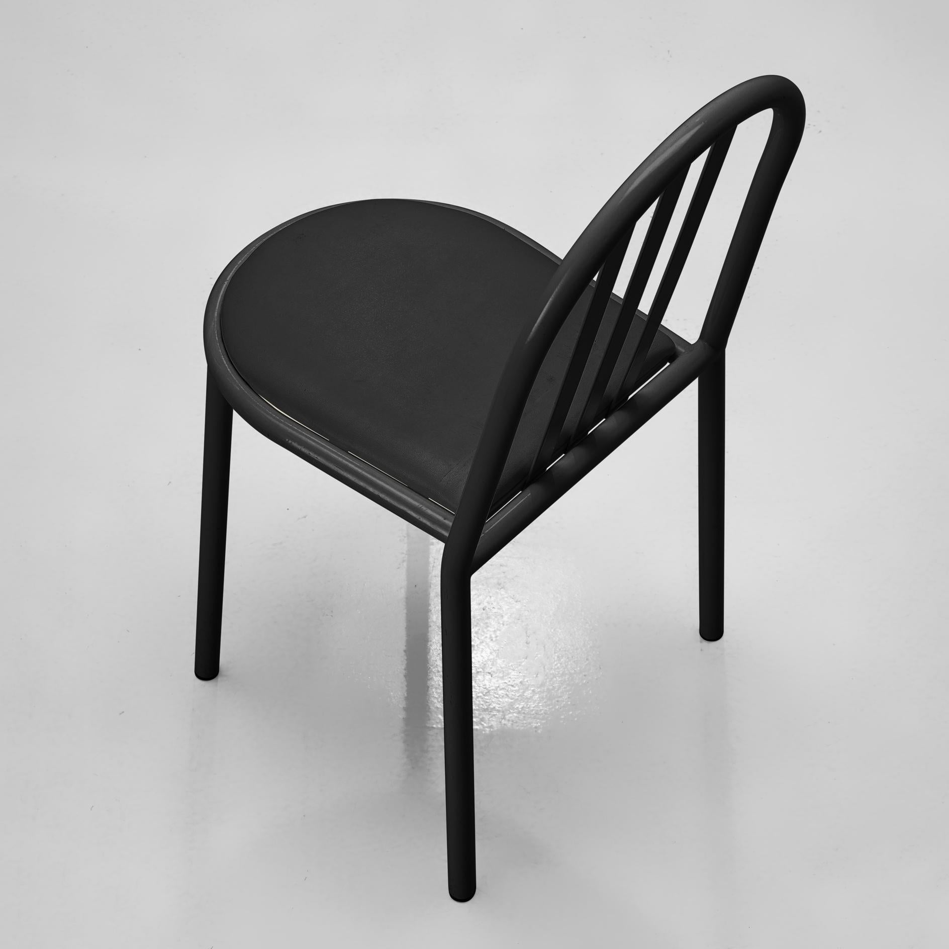 Large Set of Black Tubular Steel Chairs by Robert Mallet Stevens