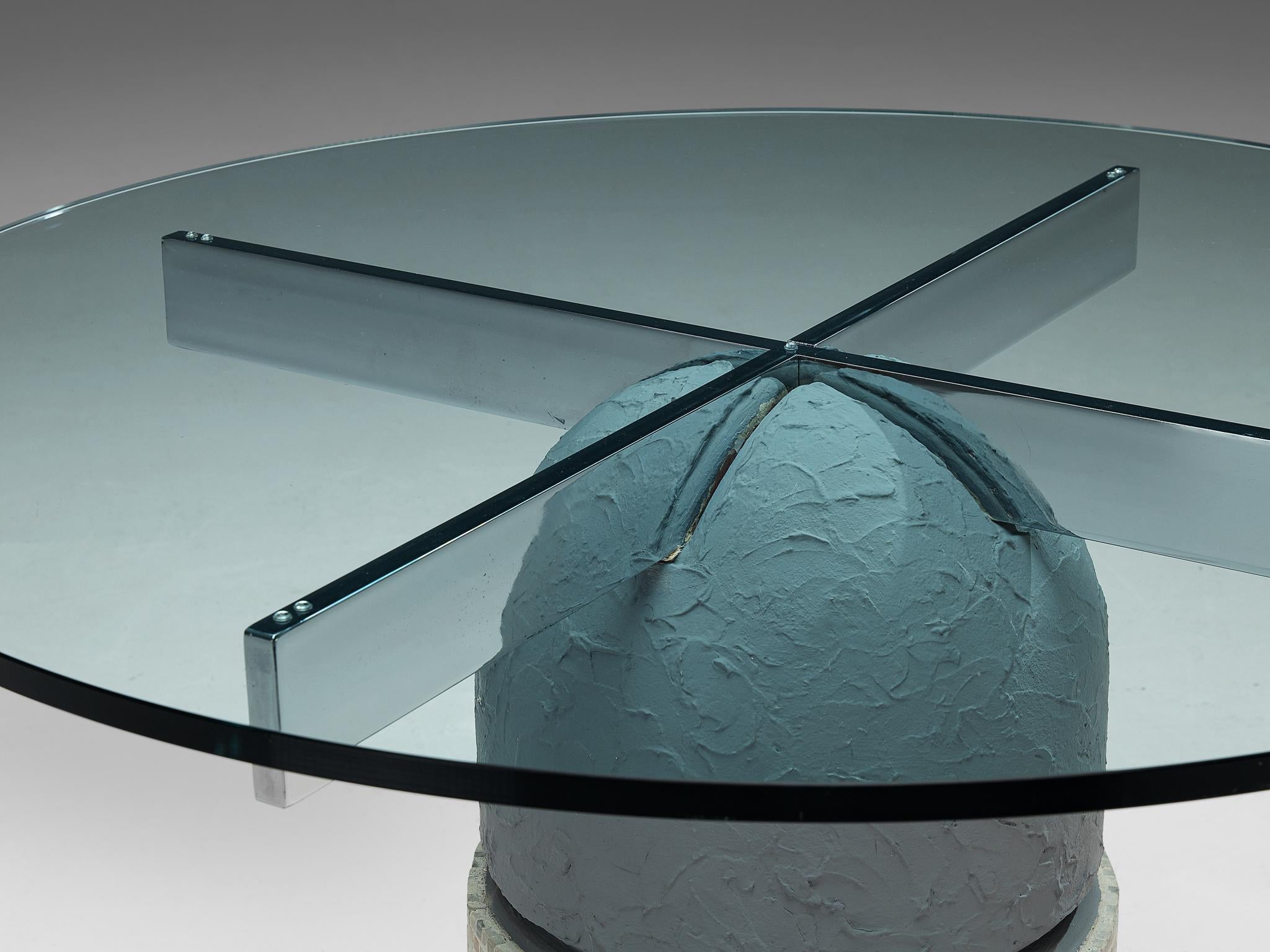 Giovanni Offredi for Saporiti 'Paracarro' Dining Table in Glass and Mosaic