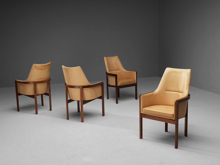 Bernt Petersen for Søborg Møbelfabrik Set of Four Dining Chairs in Leather