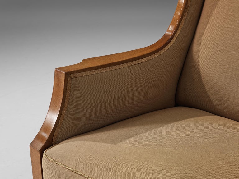 Elegant Danish Lounge Chair in Brown Upholstery and Mahogany