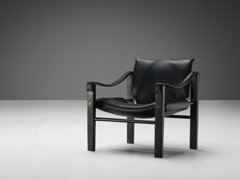 'Safari' Lounge Chair in Black Vinyl