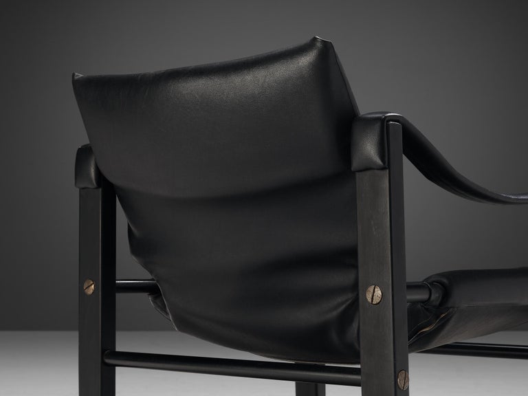 'Safari' Lounge Chair in Black Vinyl