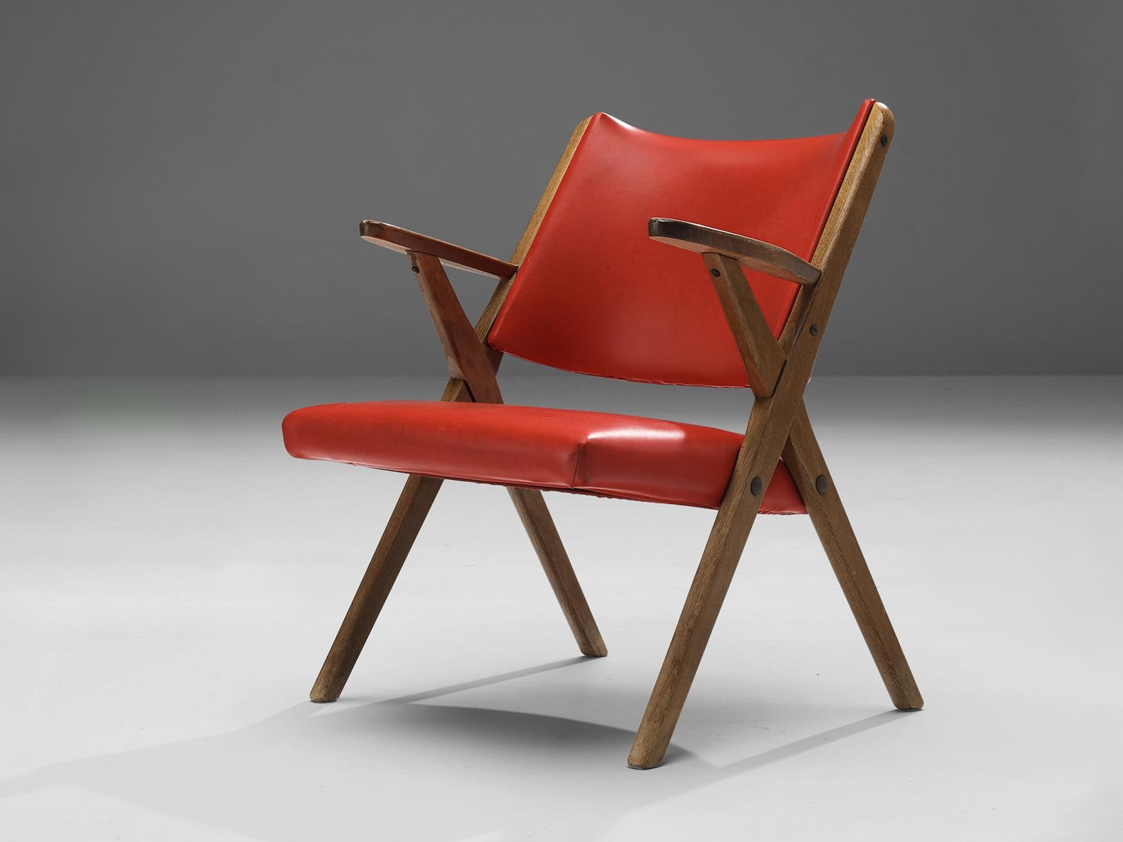 Italian Armchair in Bright Red