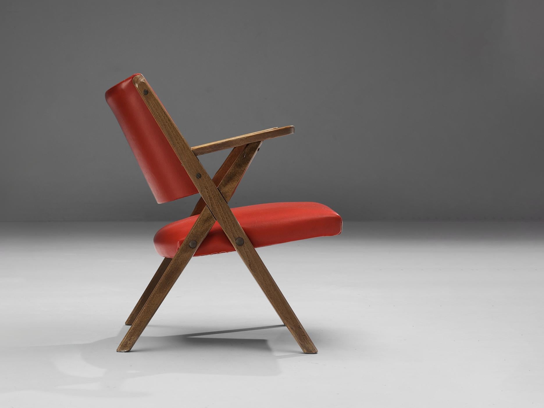 Italian Armchair in Bright Red