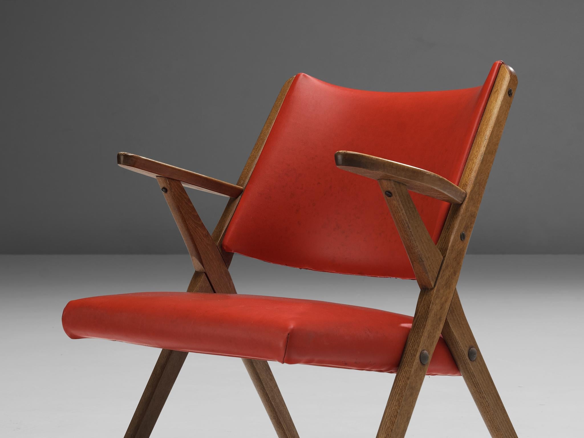 Italian Armchair in Bright Red