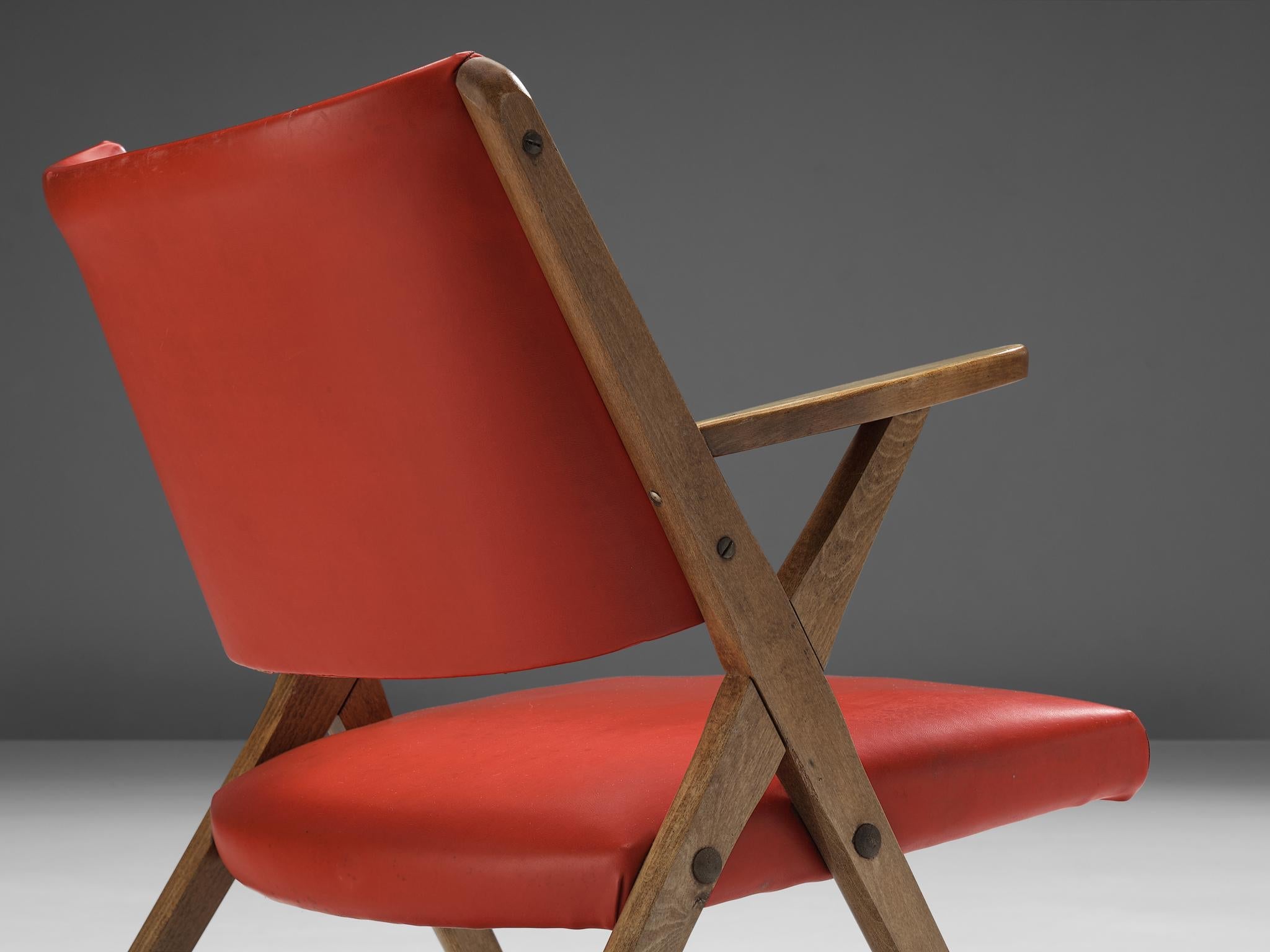 Italian Armchair in Bright Red
