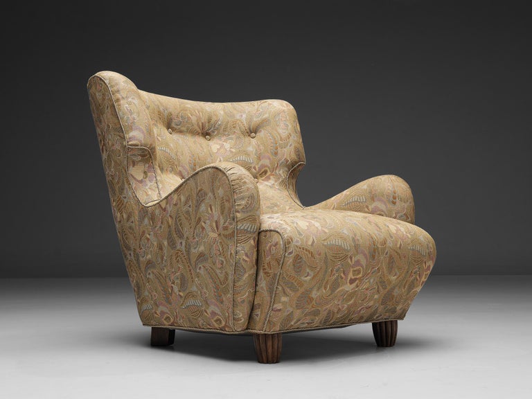 Easy Chair in Beige Decorative Upholstery