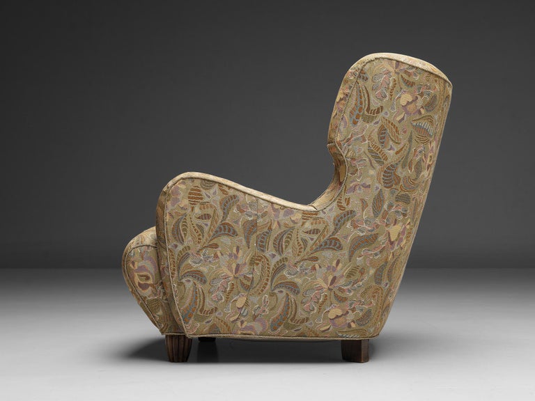 Easy Chair in Beige Decorative Upholstery