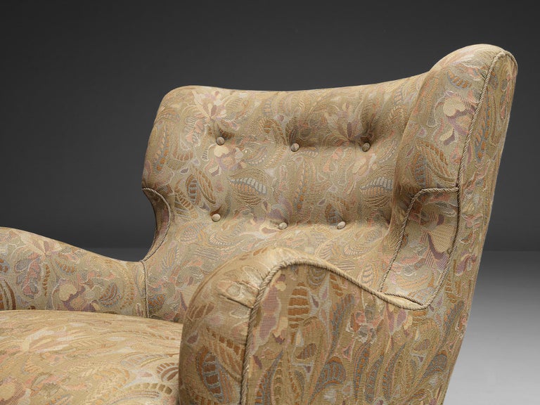 Easy Chair in Beige Decorative Upholstery