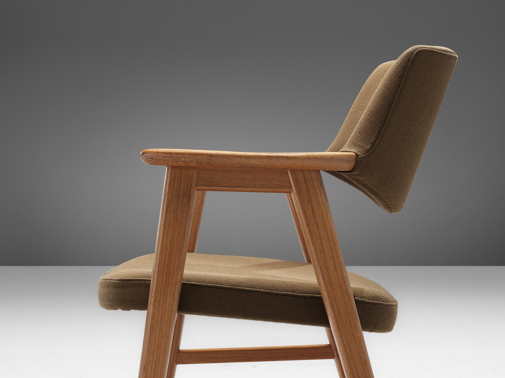 Erik Kirkegaard Pair of Armchairs in Oak and Brown Wool