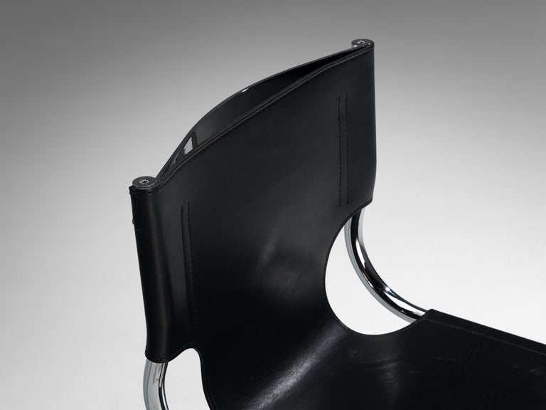 Carlo Bartoli for T 70 Tubular Dining Chair in Black Leather and Steel