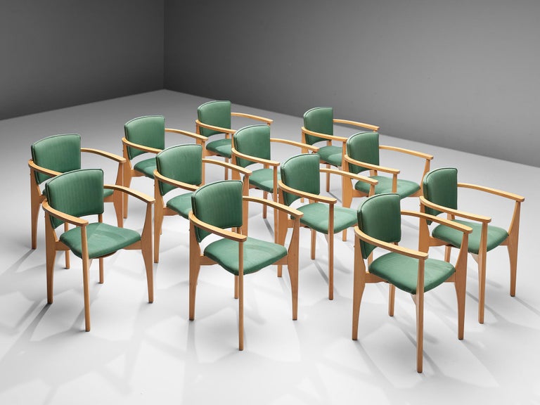 Set of Twelve Sculptural Dining Chairs With Elegant Wooden Frames