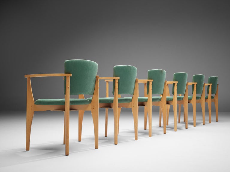 Set of Twelve Sculptural Dining Chairs With Elegant Wooden Frames