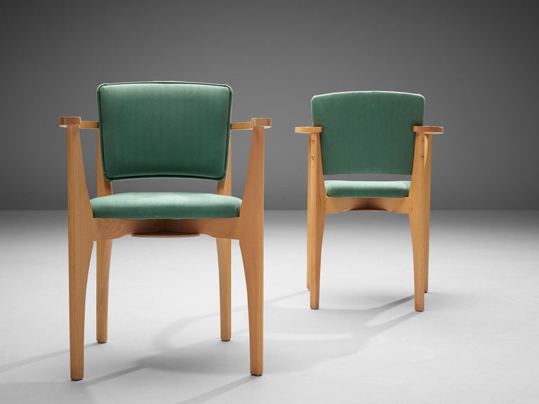 Set of Twelve Sculptural Dining Chairs With Elegant Wooden Frames