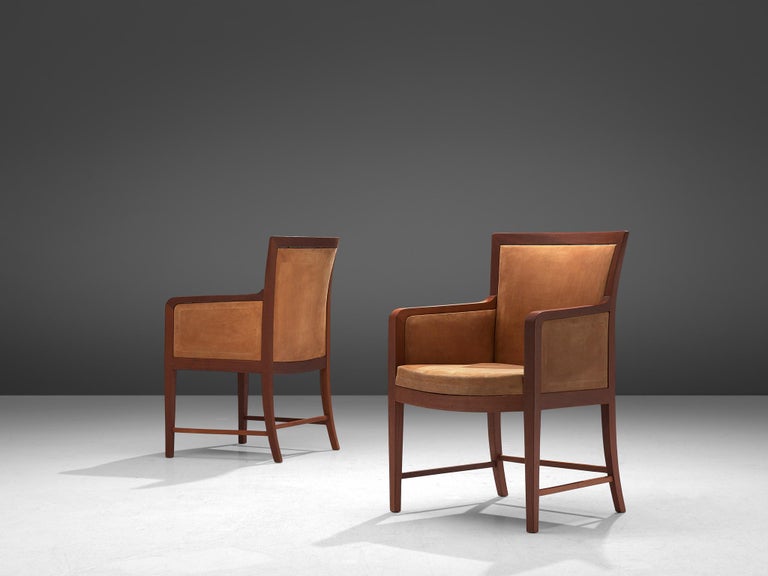 Kaj Gottlob for Rud Rasmussen Pair of Armchairs in Mahogany and Leather