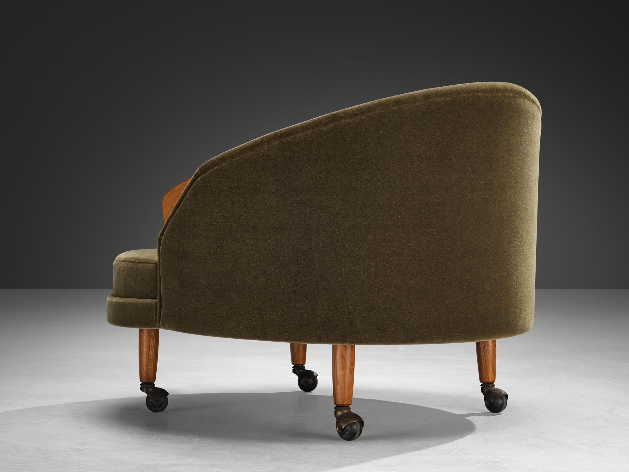 Adrian Pearsall 'Havana' Chair with Ottoman in Olive Green Pierre Frey