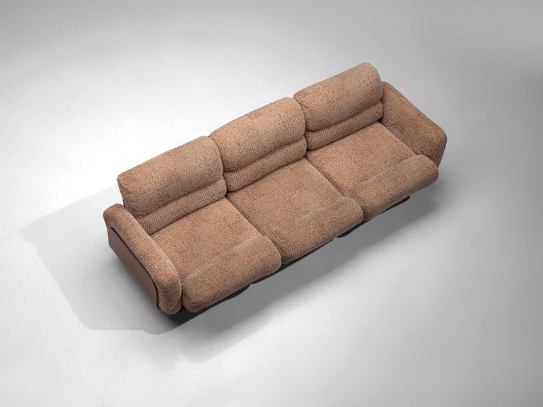 Finnish Sofa in Birch and Patterned Beige Upholstery