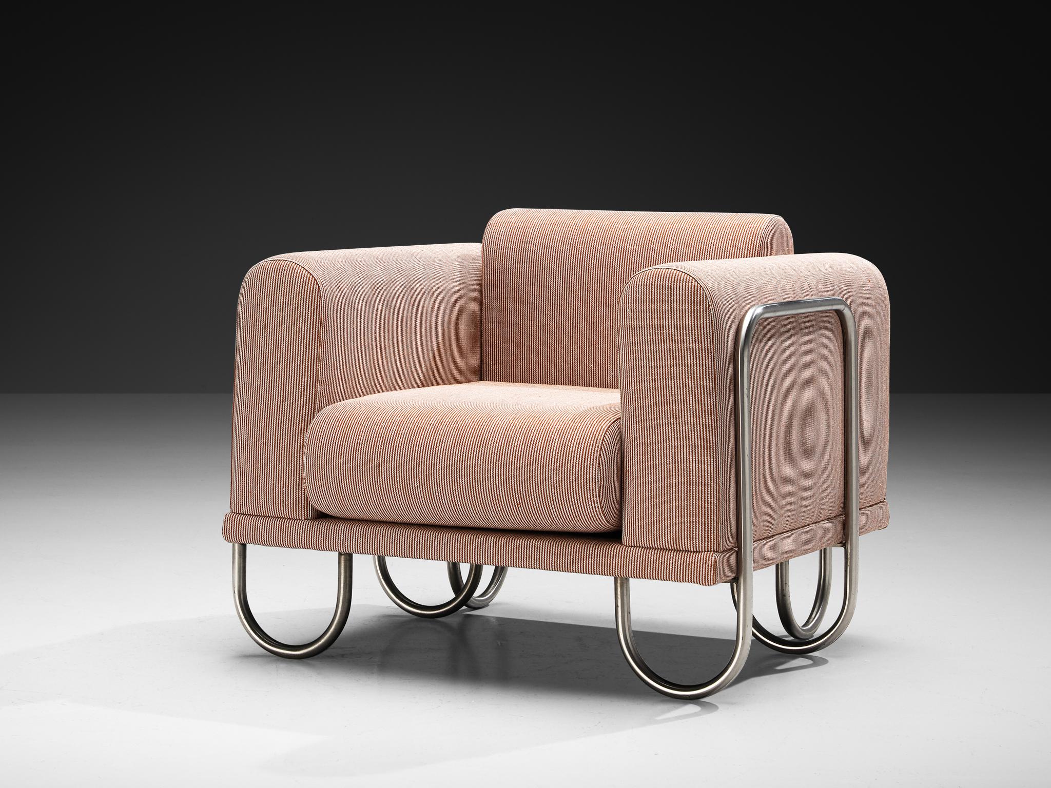 Byron Botker for Landes Lounge Chair with Tubular Frames in Light Pink