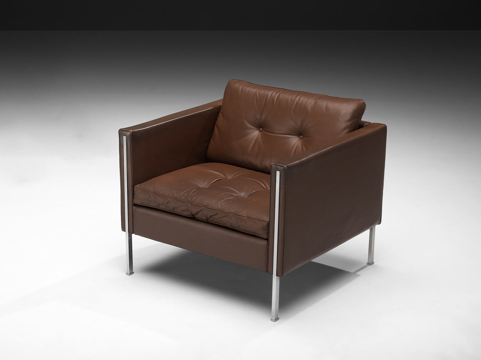 Pierre Paulin for Artifort Armchair Model '442' in Brown Leather