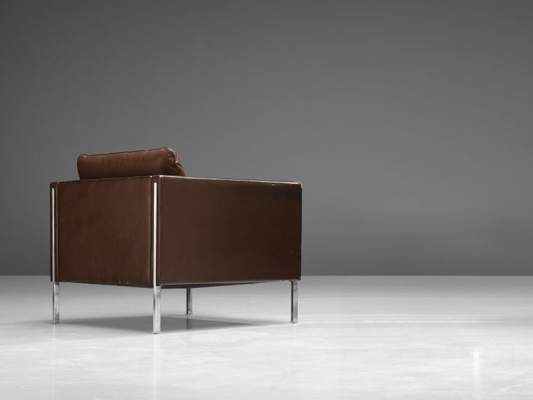 Pierre Paulin for Artifort Armchair Model '442' in Brown Leather