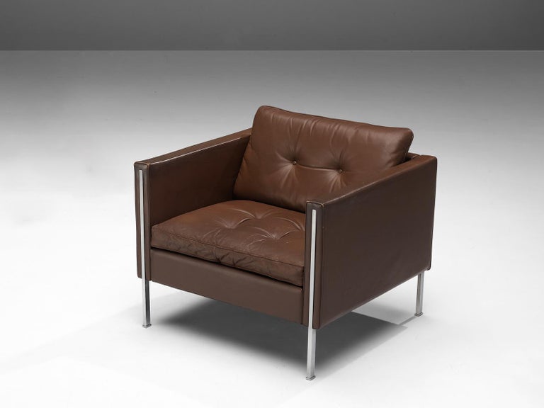 Pierre Paulin for Artifort Armchair Model '442' in Brown Leather