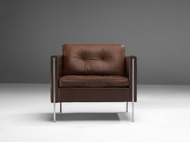 Pierre Paulin for Artifort Armchair Model '442' in Brown Leather