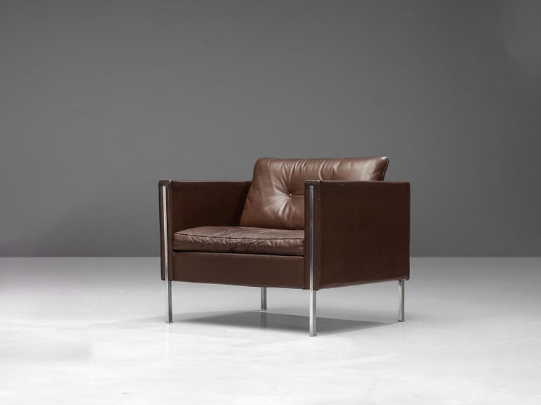 Pierre Paulin for Artifort Armchair Model '442' in Brown Leather