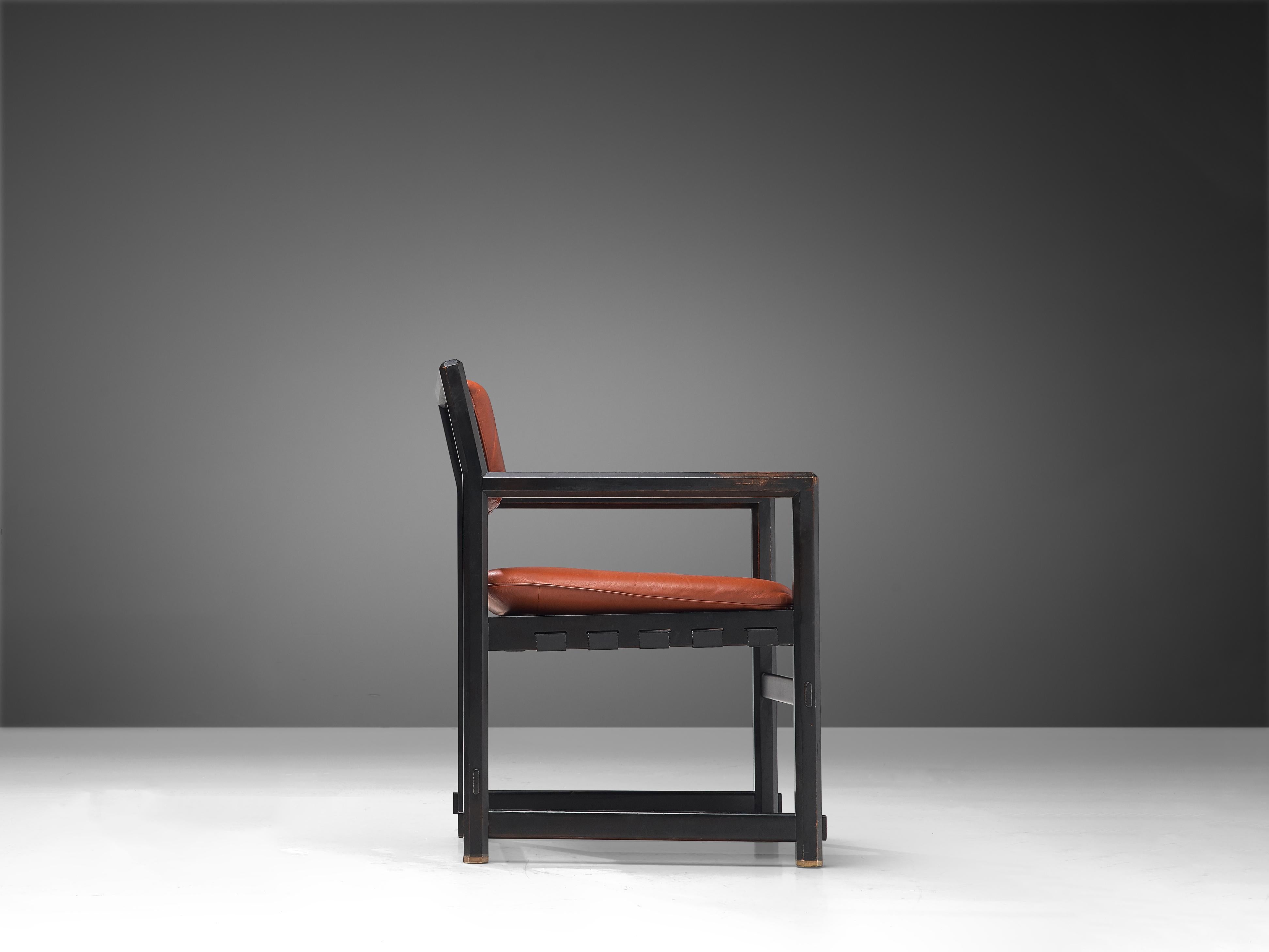 Edward Wormley Dining Chair in Red Leather