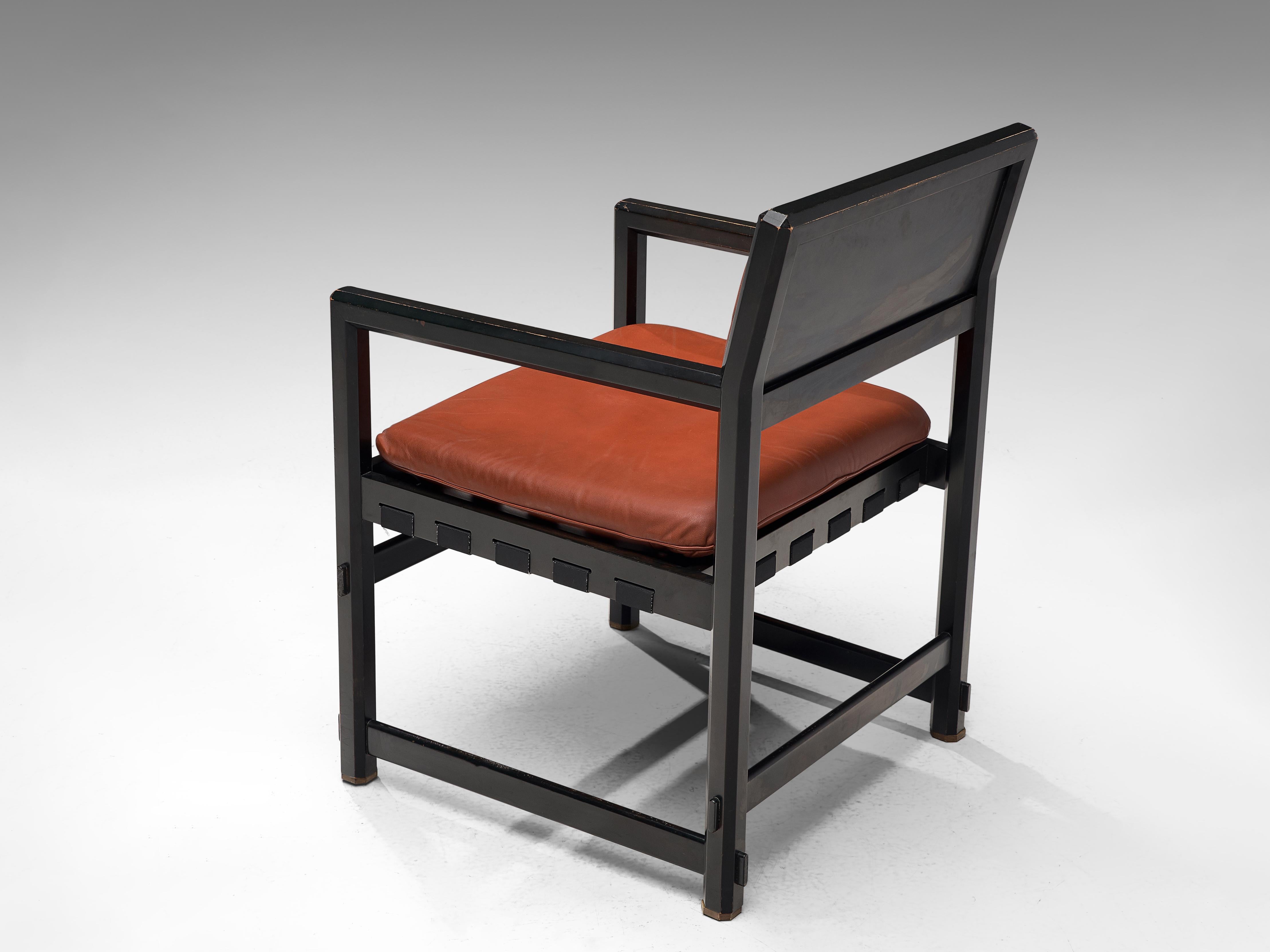 Edward Wormley Dining Chair in Red Leather