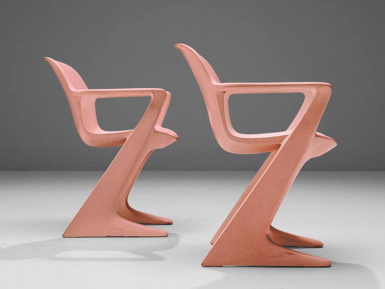 Ernst Moeckl Set of Six 'Kangaroo' Dining Chairs in Soft Pink