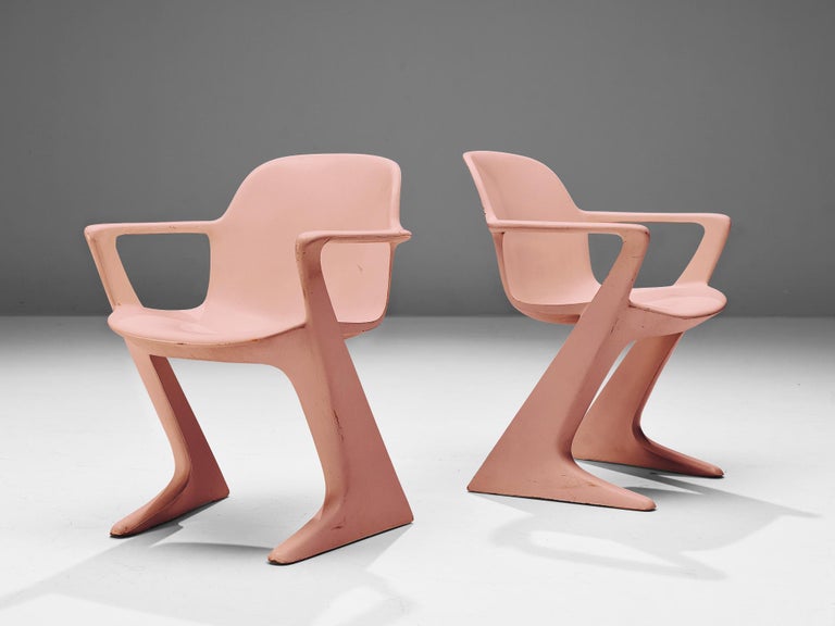 Ernst Moeckl Set of Six 'Kangaroo' Dining Chairs in Soft Pink