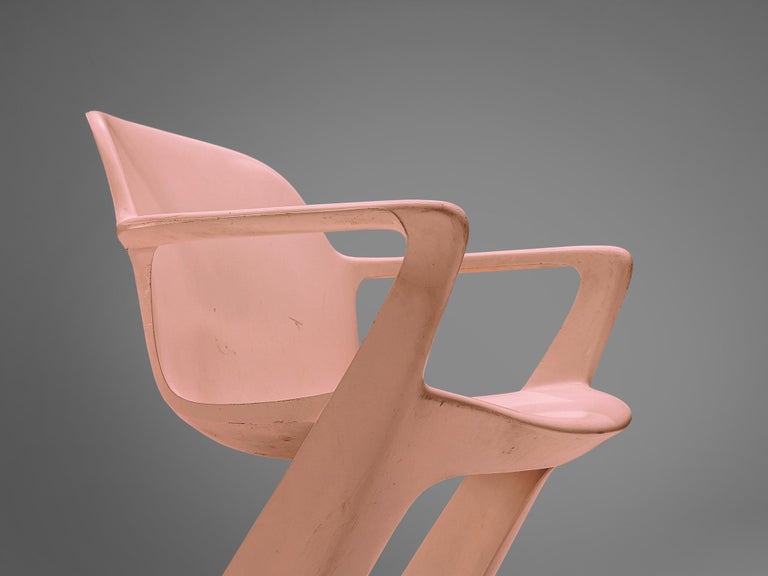 Ernst Moeckl Set of Six 'Kangaroo' Dining Chairs in Soft Pink