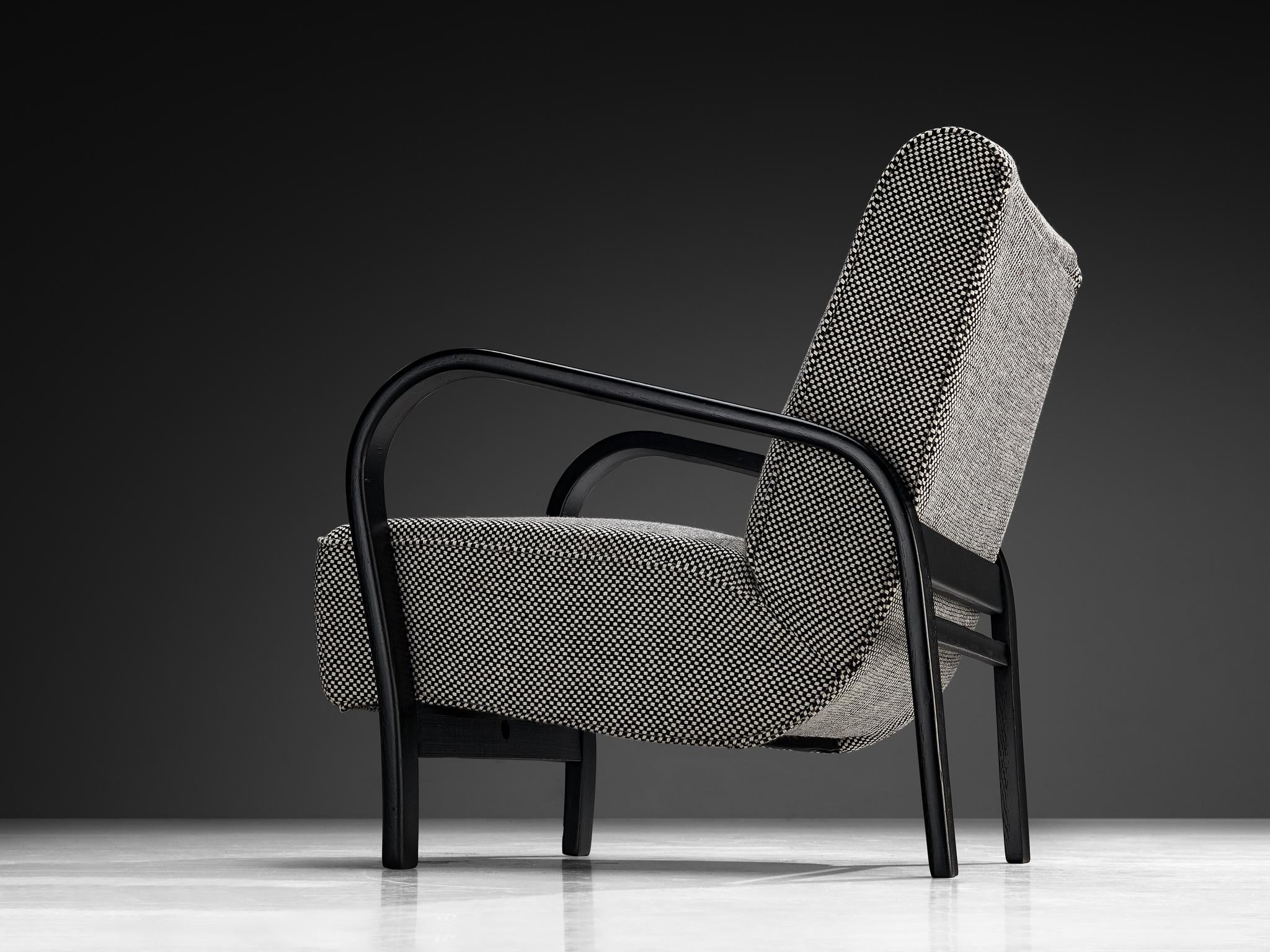 Jindrich Halabala Lounge Chairs in Black-and-White Checkered Upholstery