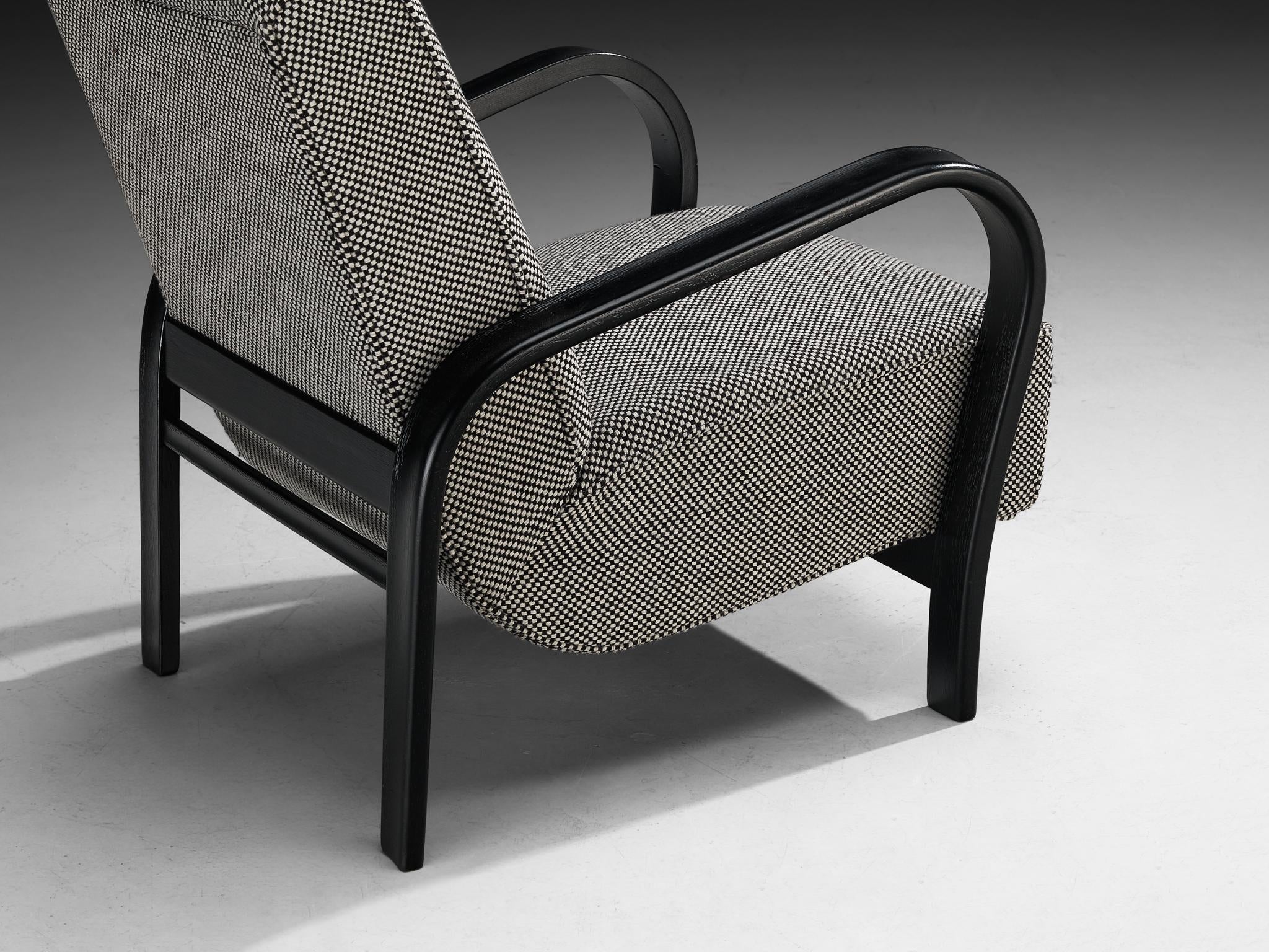 Jindrich Halabala Lounge Chairs in Black-and-White Checkered Upholstery