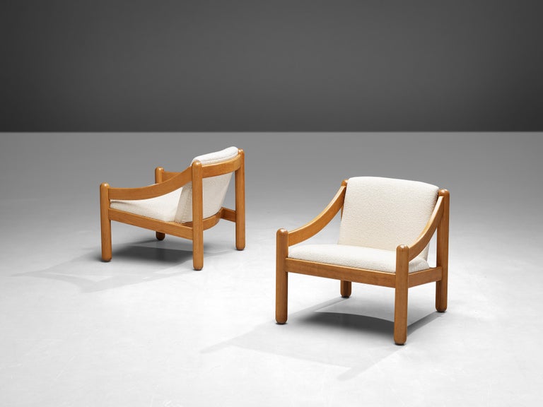 Vico Magistretti for Cassina Pair of ‘Carimate’ Lounge Chairs in Bouclé