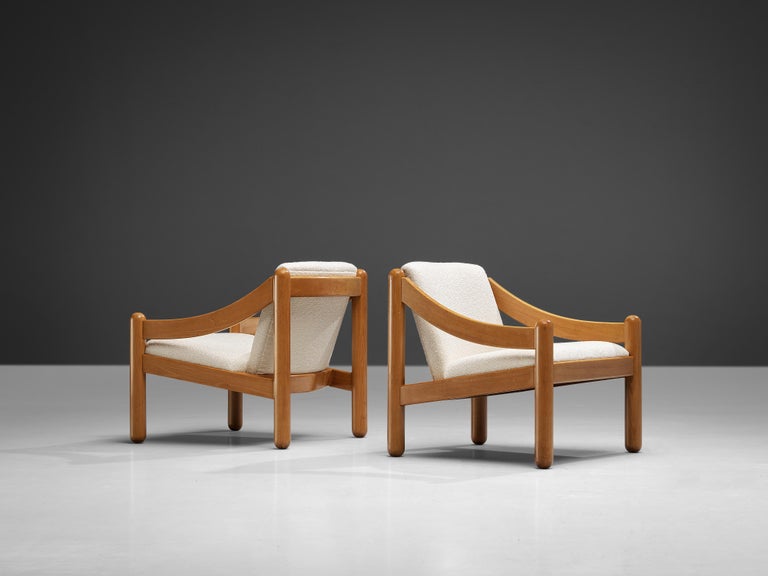 Vico Magistretti for Cassina Pair of ‘Carimate’ Lounge Chairs in Bouclé