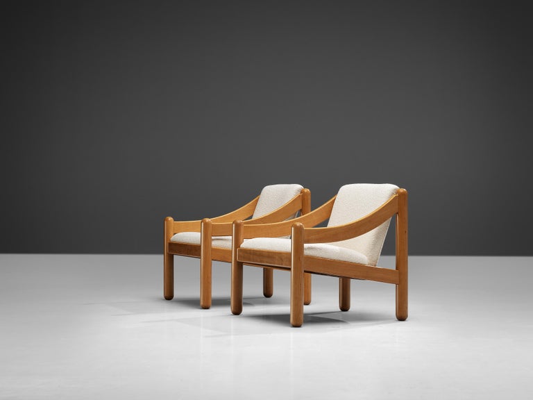 Vico Magistretti for Cassina Pair of ‘Carimate’ Lounge Chairs in Bouclé