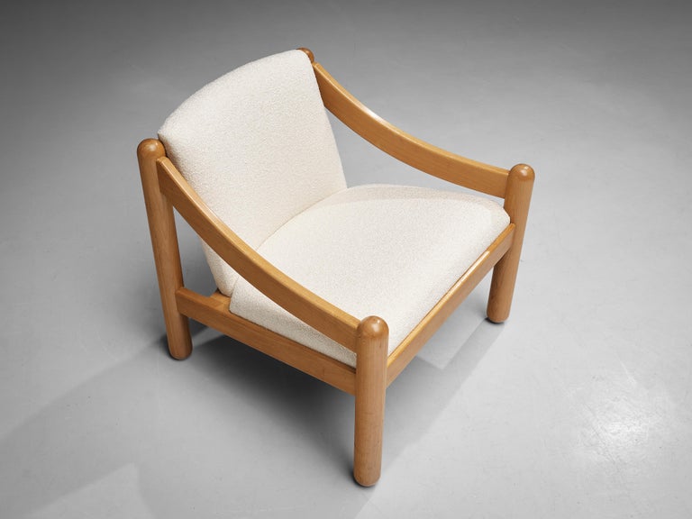 Vico Magistretti for Cassina Pair of ‘Carimate’ Lounge Chairs in Bouclé