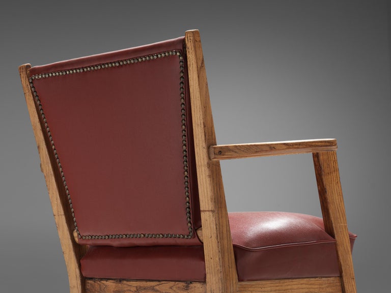 BBPR Lounge Chair in Burgundy Leatherette