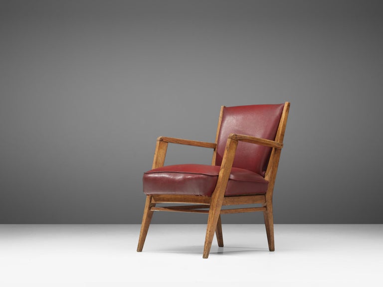 BBPR Lounge Chair in Burgundy Leatherette