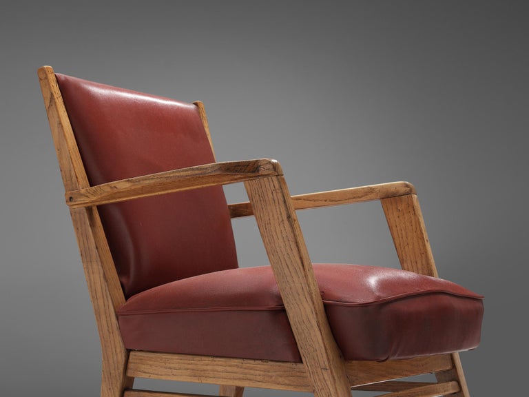 BBPR Lounge Chair in Burgundy Leatherette