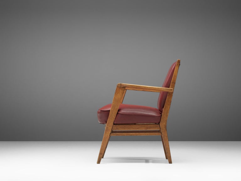 BBPR Lounge Chair in Burgundy Leatherette