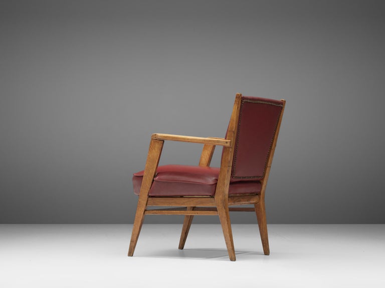 BBPR Lounge Chair in Burgundy Leatherette