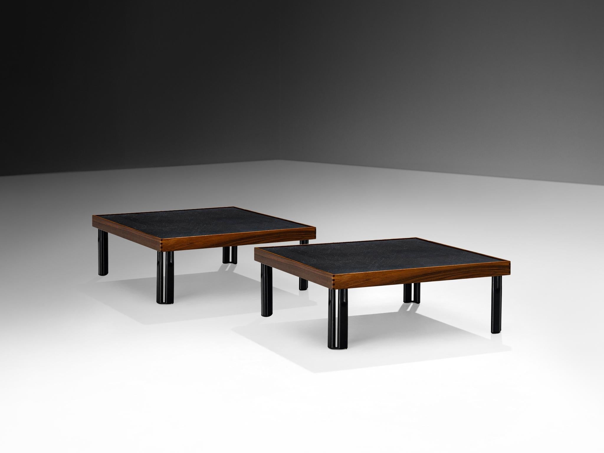 Piero De Martini for Cassina 'Naviglio' Coffee Table in Walnut and Slate